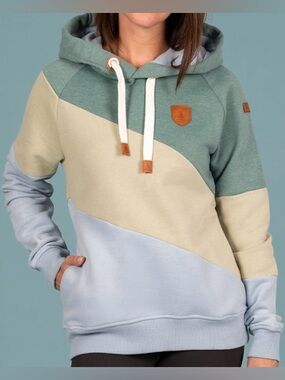 Wanakome Women's Colorblock Pullover Hoodie XL Aloe Mix